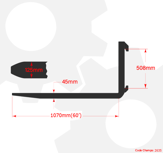garfo tipo garra classe 3a 42pol. 1070mm até 4500kg